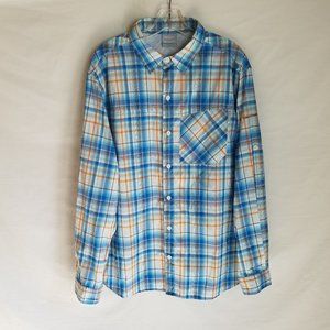 Columbia Plaid Insect Blocker Vented Long Sleeve Button Front Shirt Men's Large
